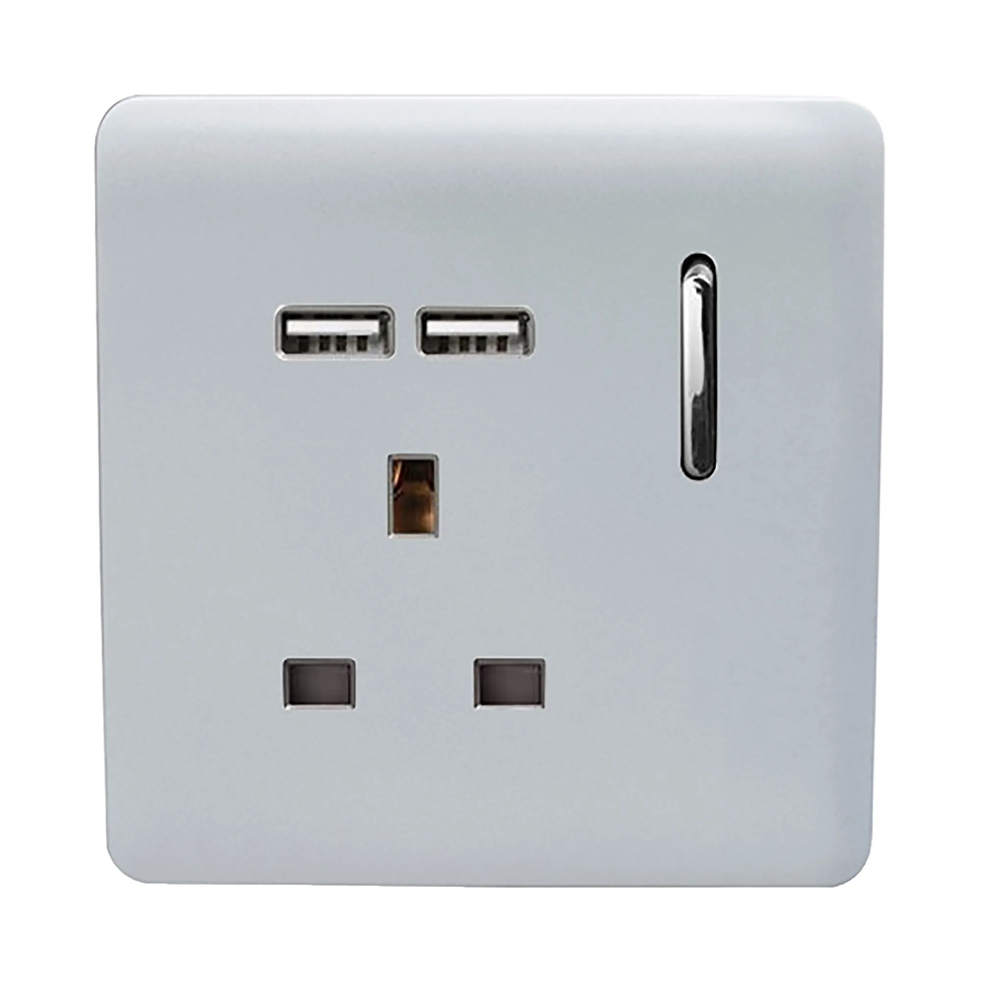 ART-SKT13USBSI  1 Gang 13Amp Switched Single Socket With 2 x USB Silver